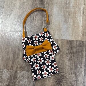 Floral Kids Handbag with Bow - Black and Orange
